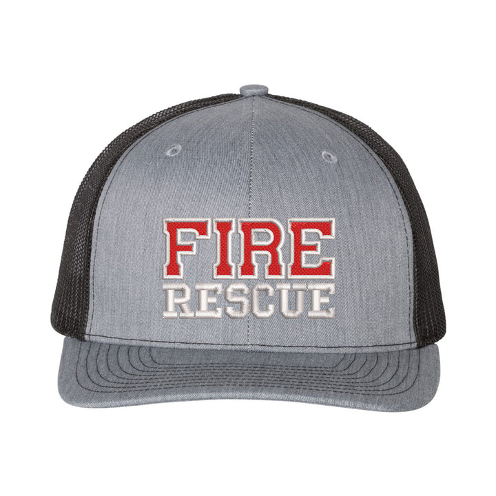 Fire Rescue Trucker Hat with mesh panels.