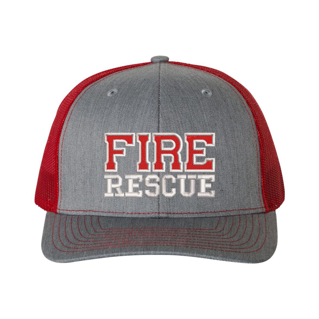Embroidered Fire Rescue logo on Snapback Trucker Hat.