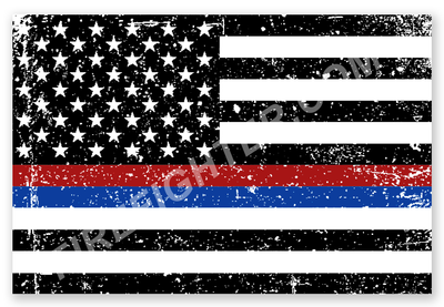 Red and Blue Line Distressed American Flag Decal
