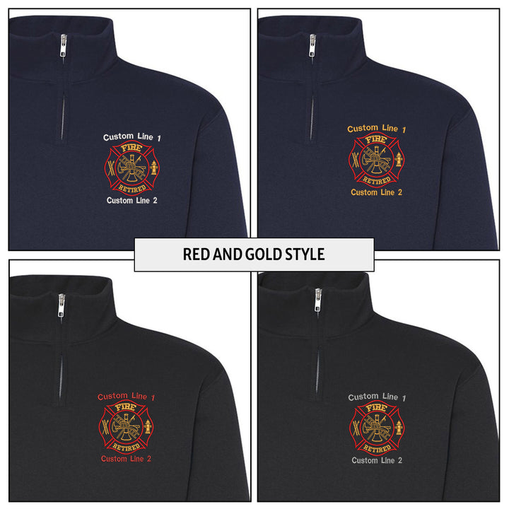 Customized Classic Quarter Zip Job Shirt with Fire Retired Embroidery