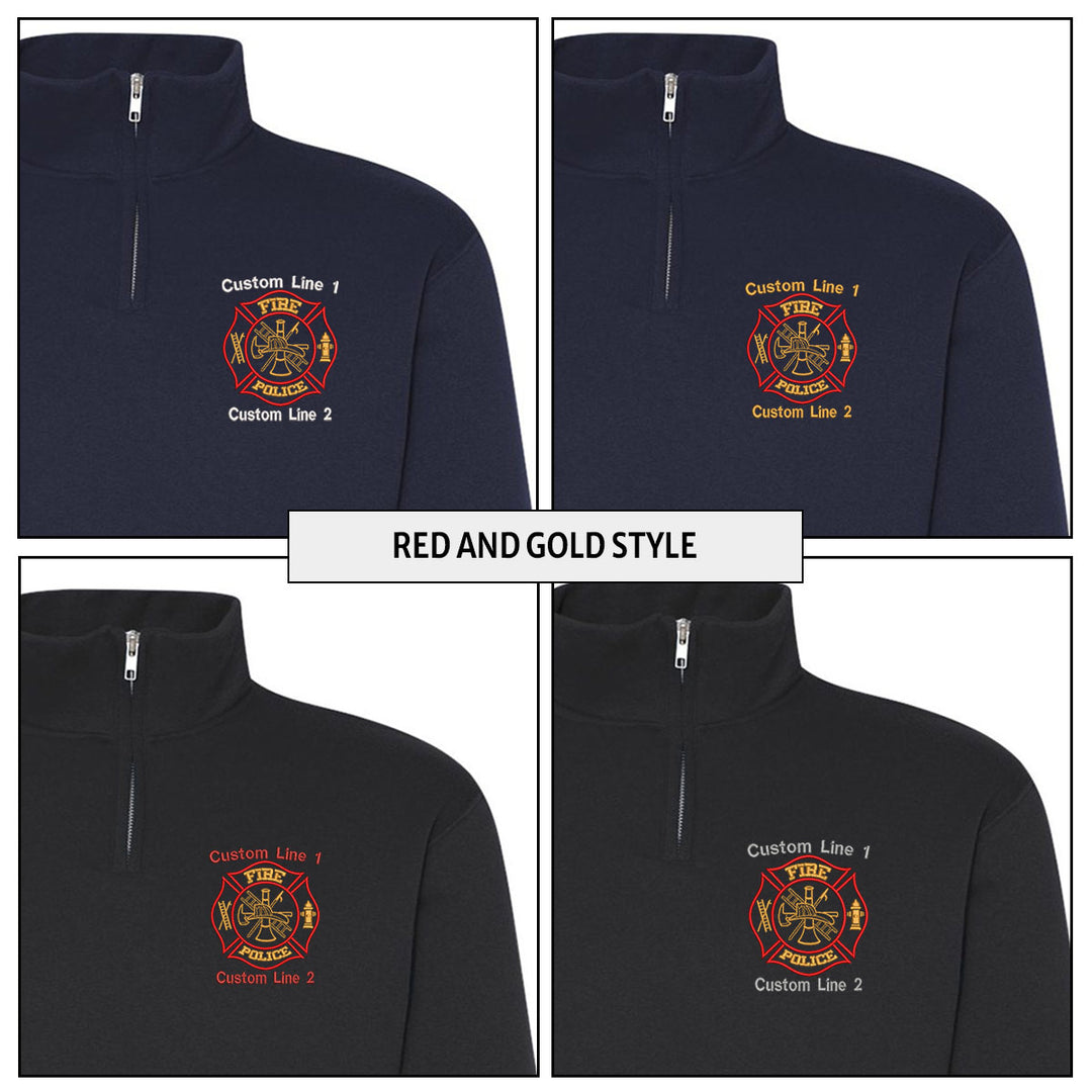 Customized Classic Quarter Zip Job Shirt with Fire Police Embroidery