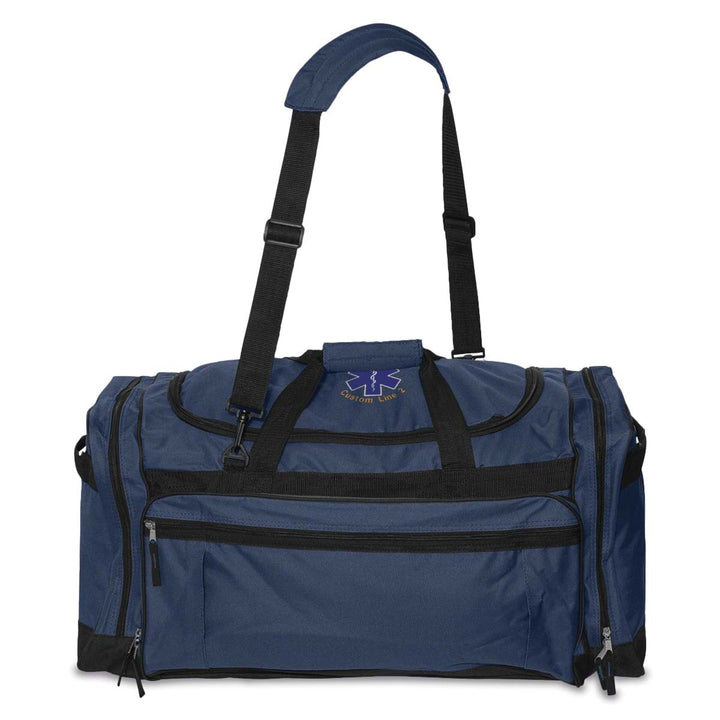 Customized 27" large duffel bag with Star of Life EMS logo embroidery, perfect for first responders.