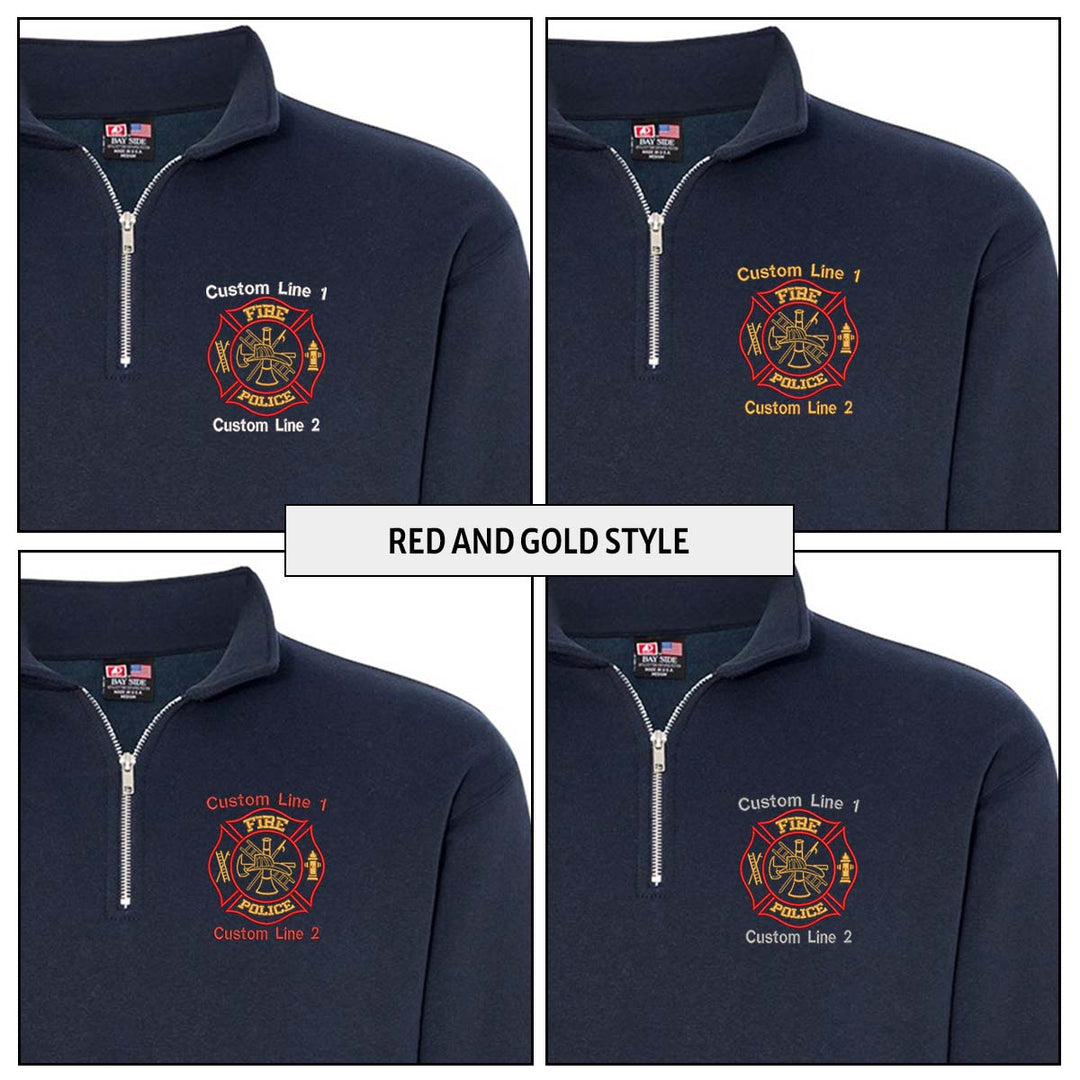 Customized USA Made Classic Quarter Zip Job Shirt with Fire Police Embroidery