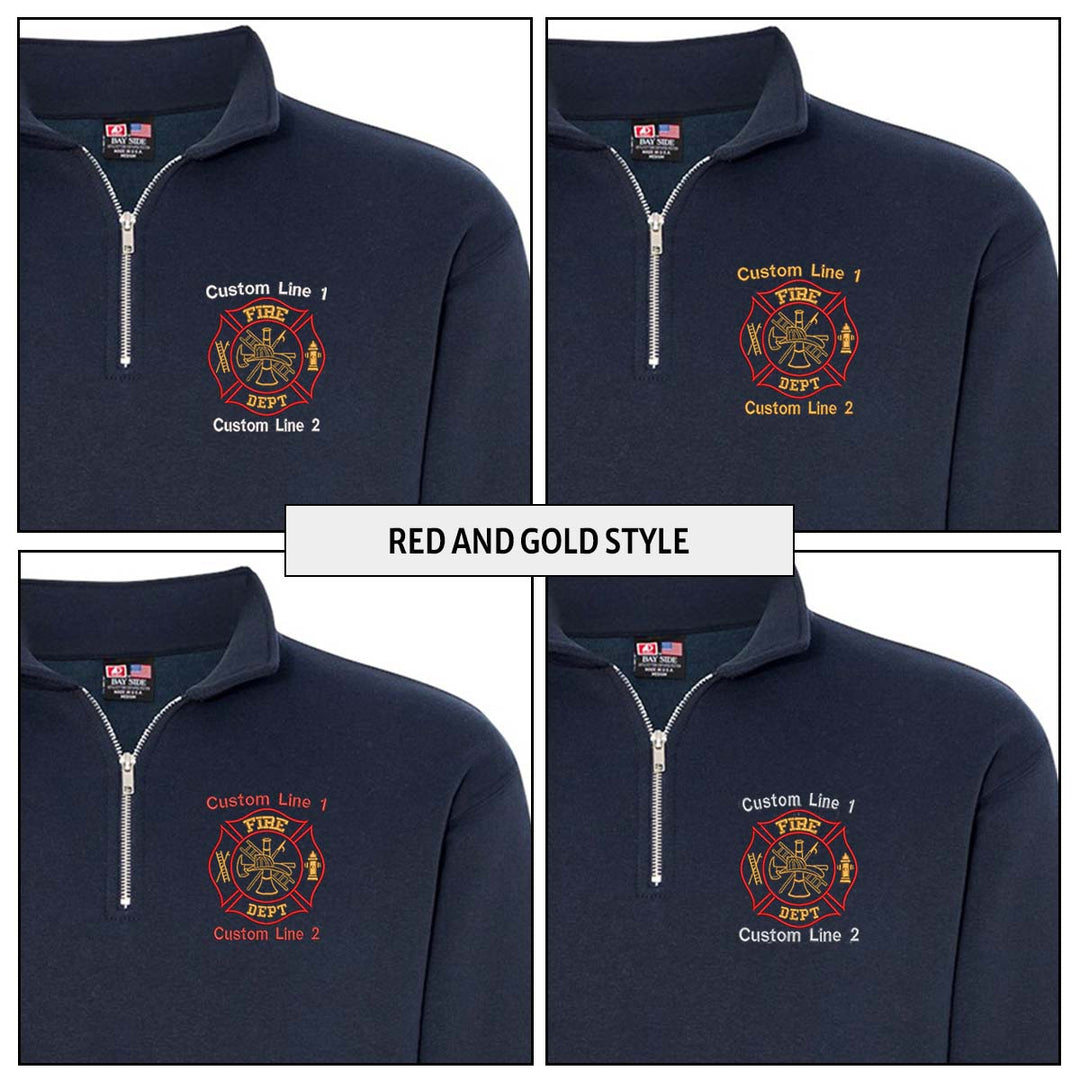 Customized USA Made Classic Quarter Zip Job Shirt with Fire Department Embroidery