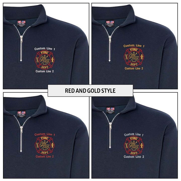 Customized USA Made Classic Quarter Zip Job Shirt with Fire Department Embroidery