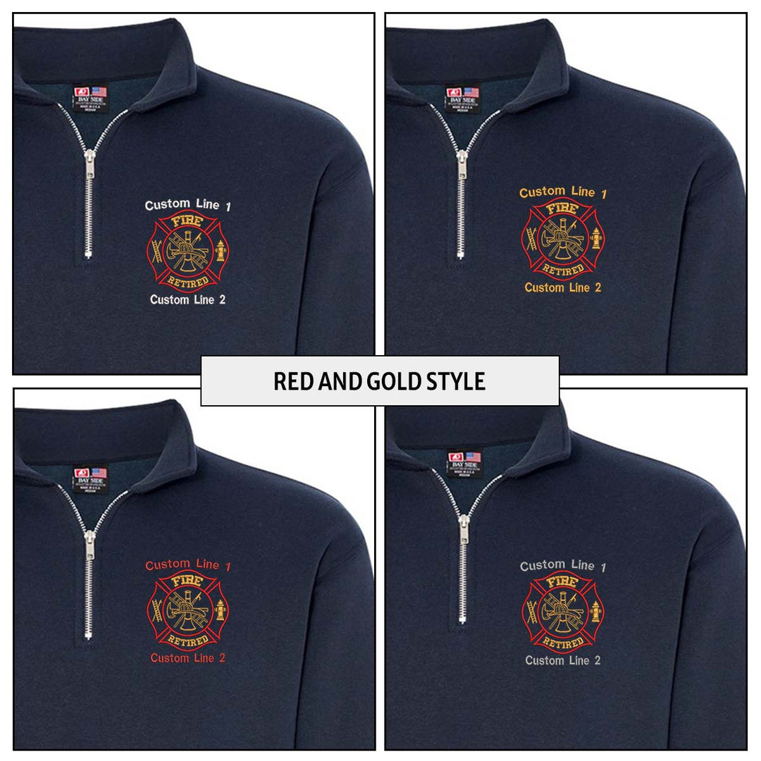 Customized USA Made Classic Quarter Zip Job Shirt with Fire Retired Embroidery