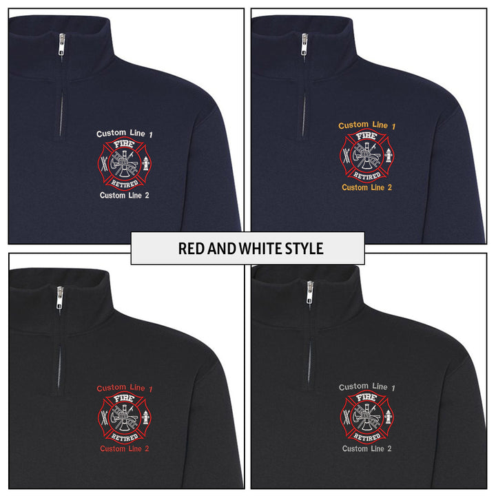 Customized Classic Quarter Zip Job Shirt with Fire Retired Embroidery