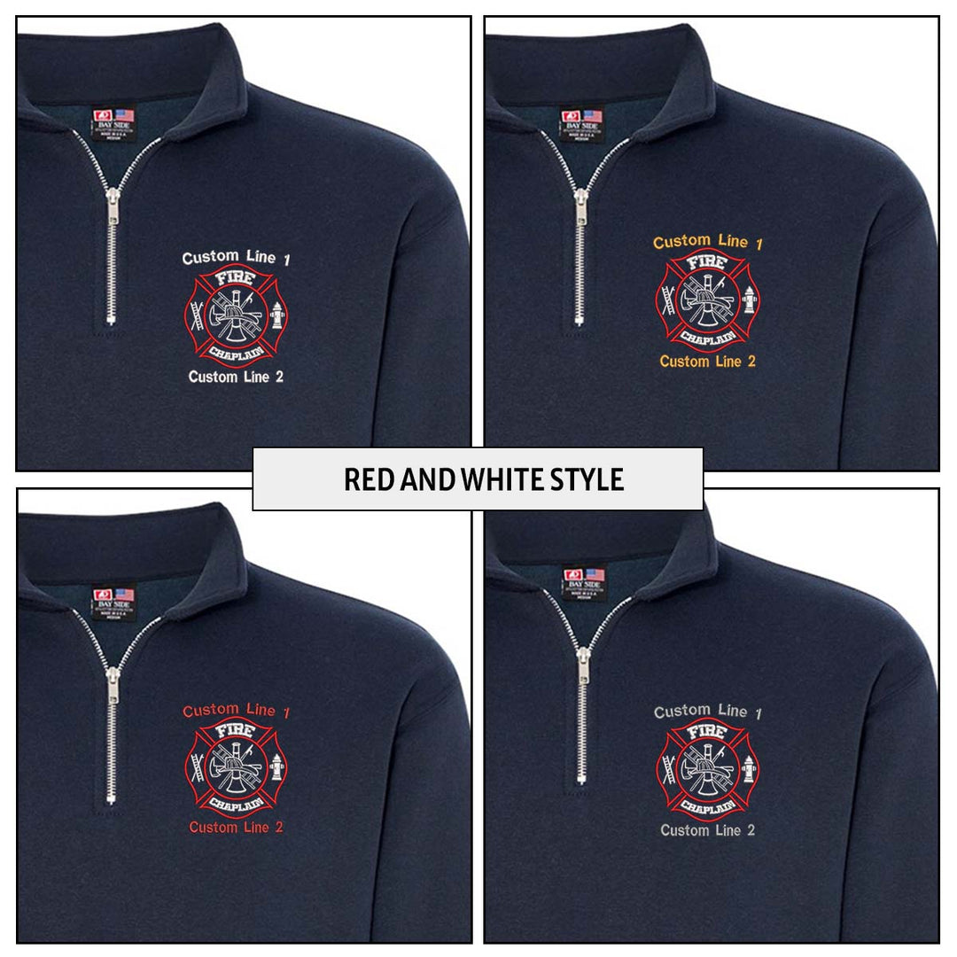 Customized USA Made Classic Quarter Zip Job Shirt with Fire Chaplain Embroidery