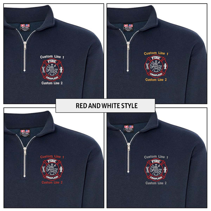 Customized USA Made Classic Quarter Zip Job Shirt with Fire Chaplain Embroidery
