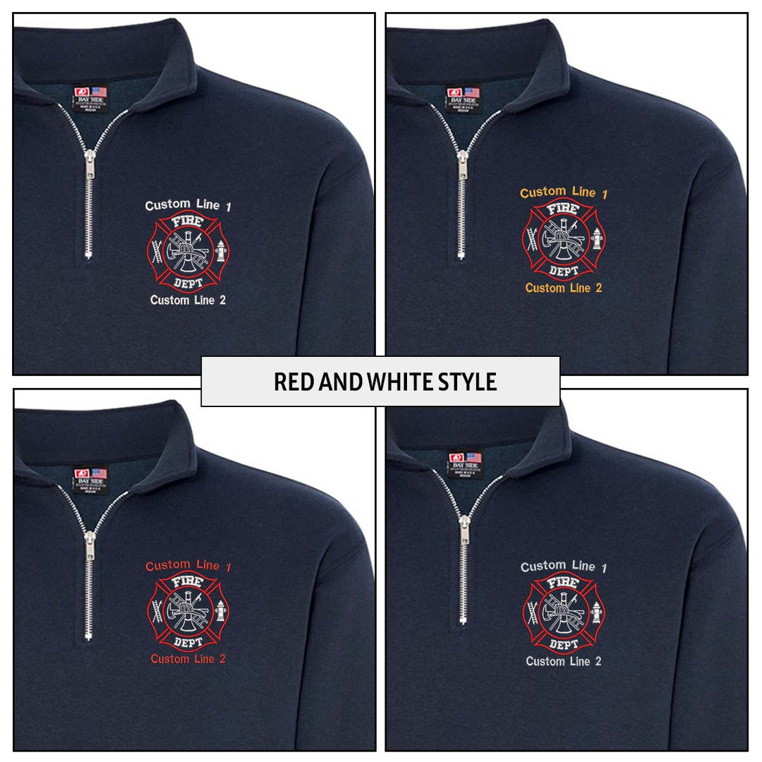 Customized USA Made Classic Quarter Zip Job Shirt with Fire Department Embroidery