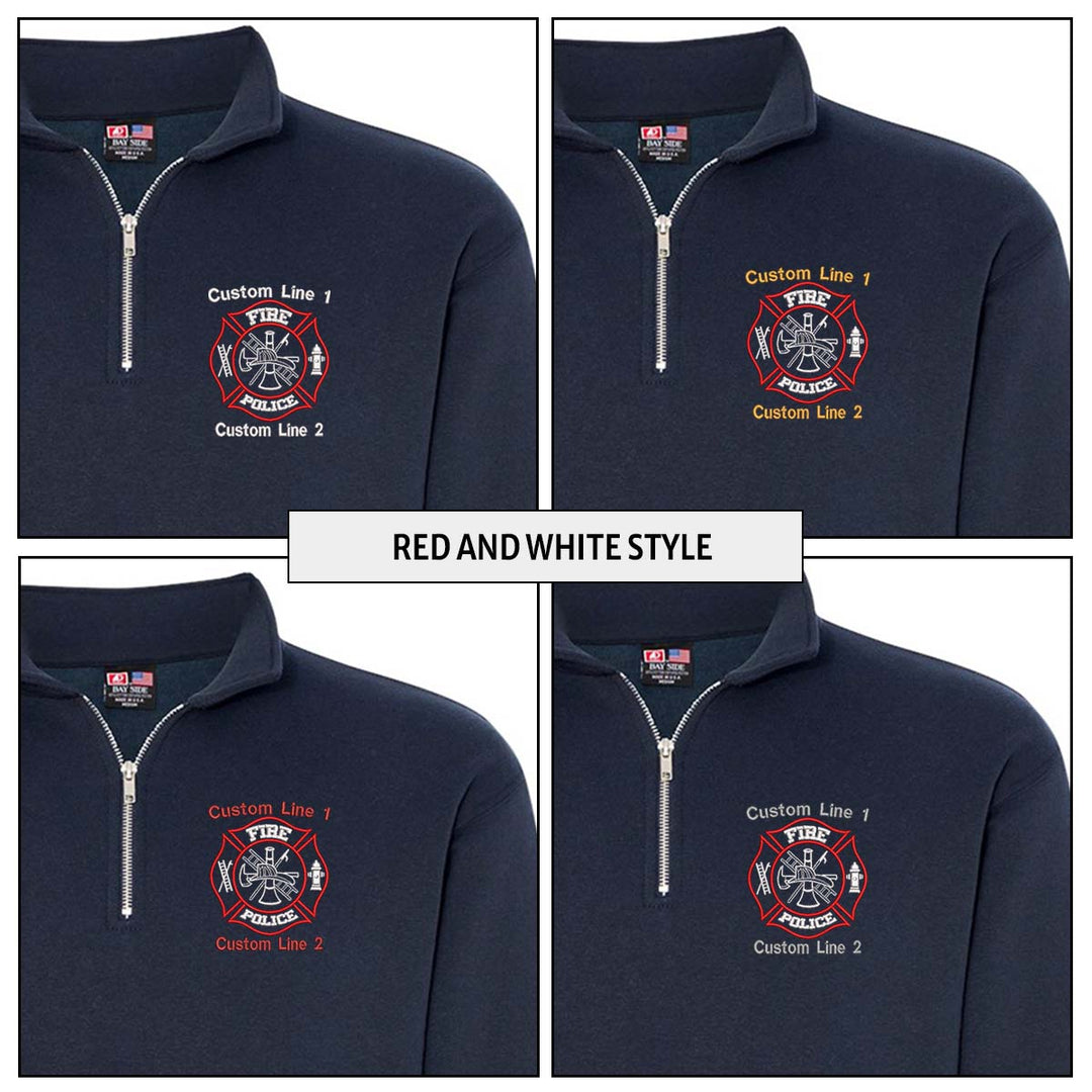 Customized USA Made Classic Quarter Zip Job Shirt with Fire Police Embroidery