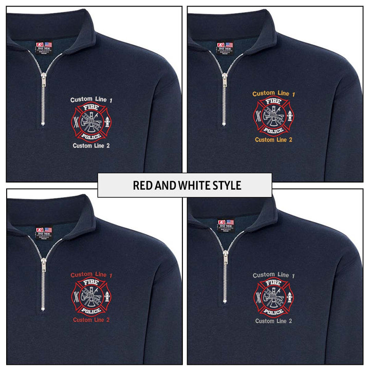 Customized USA Made Classic Quarter Zip Job Shirt with Fire Police Embroidery