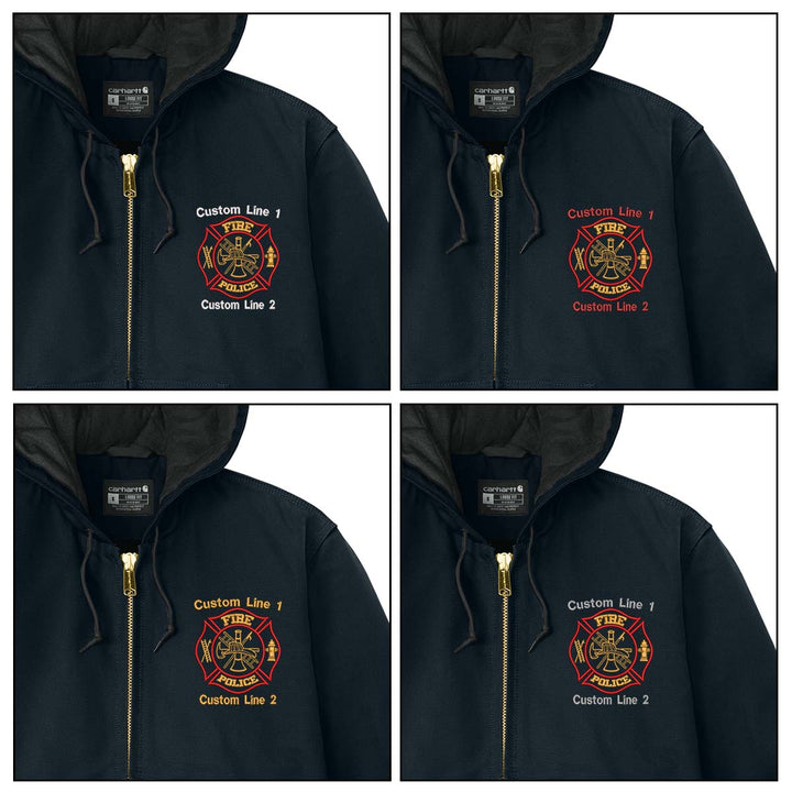 Customized Red and Gold Fire Retired Carhartt® Quilted-Flannel Jacket
