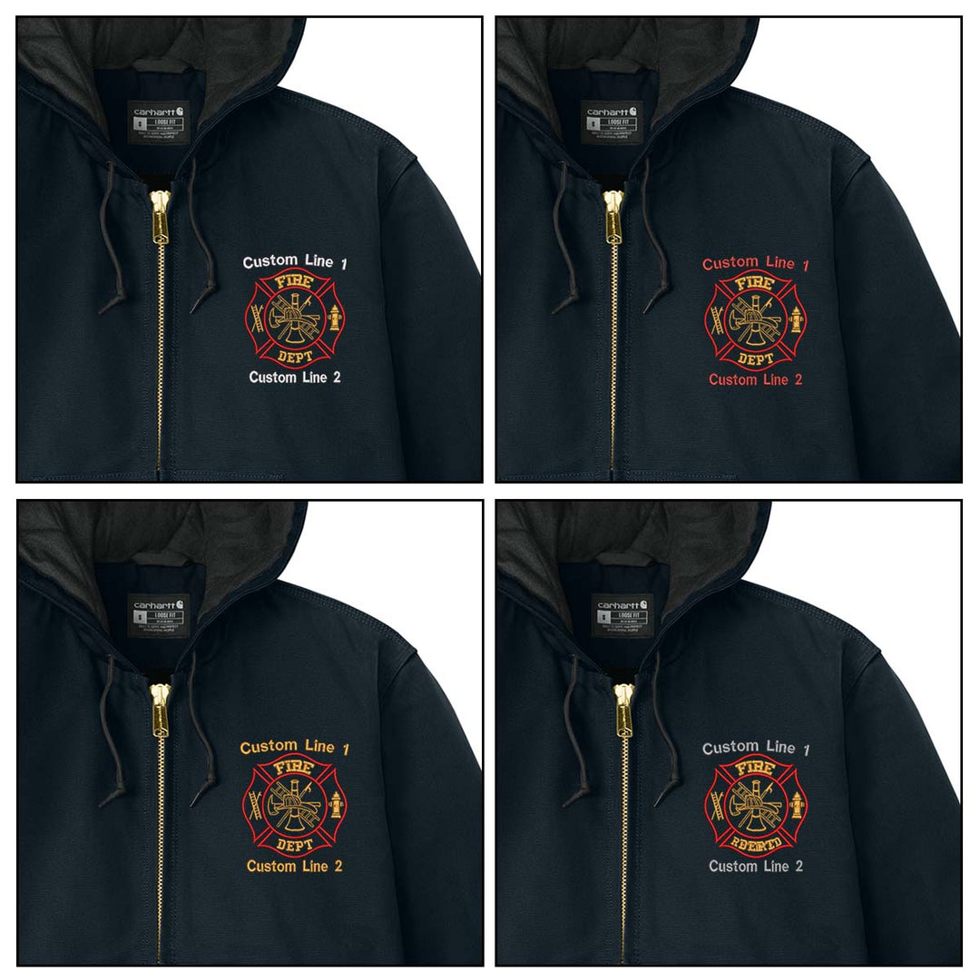 Customized Red and Gold Fire Department Carhartt® Quilted-Flannel Jacket