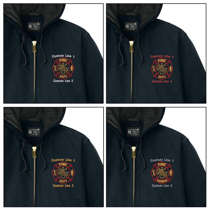 Customized Red and Gold Fire Department Carhartt® Quilted-Flannel Jacket