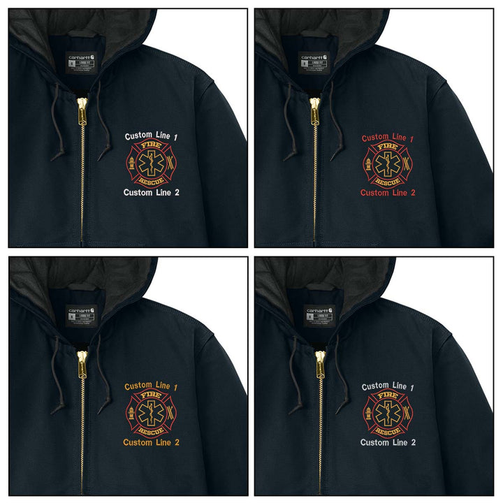 Customized Red and Gold Fire Rescue Carhartt® Quilted-Flannel Jacket