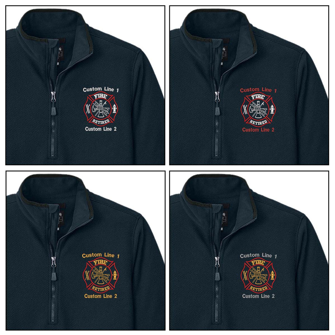 Customized Fire Retired Carhartt® Textured 1/2-Zip Fleece Jacket