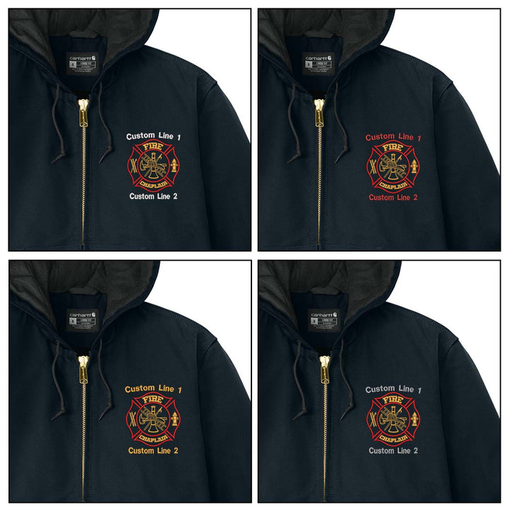 Customized Red and Gold Fire Chaplain Carhartt® Quilted-Flannel Jacket