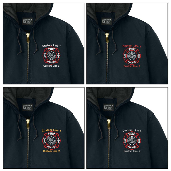 Customized Red and White Fire Police Carhartt® Quilted-Flannel Jacket