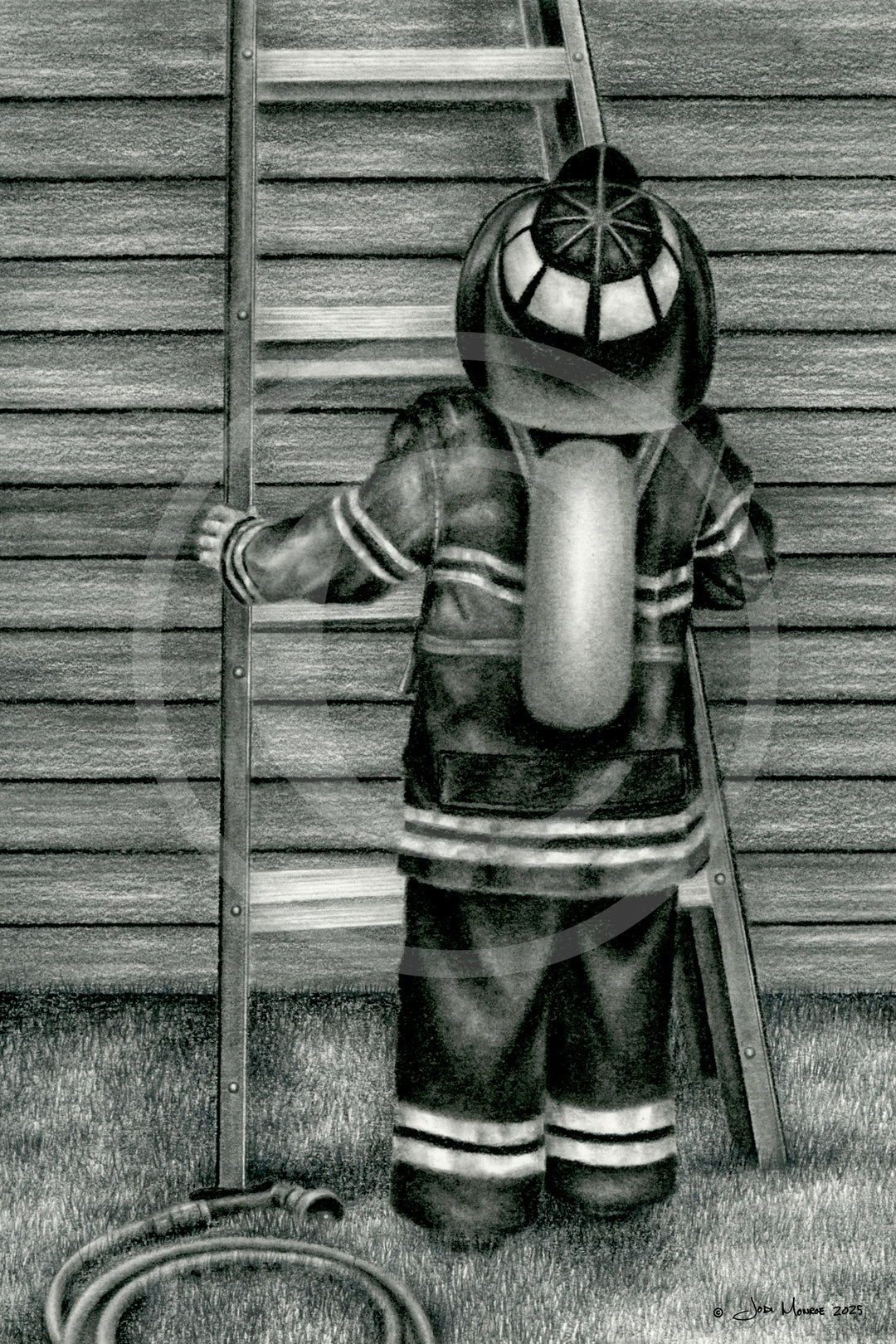 Personalized Little Firefighter - 12x18 Inch Print