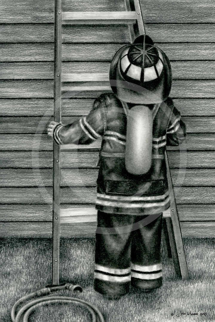 Personalized Little Firefighter - 12x18 Inch Print