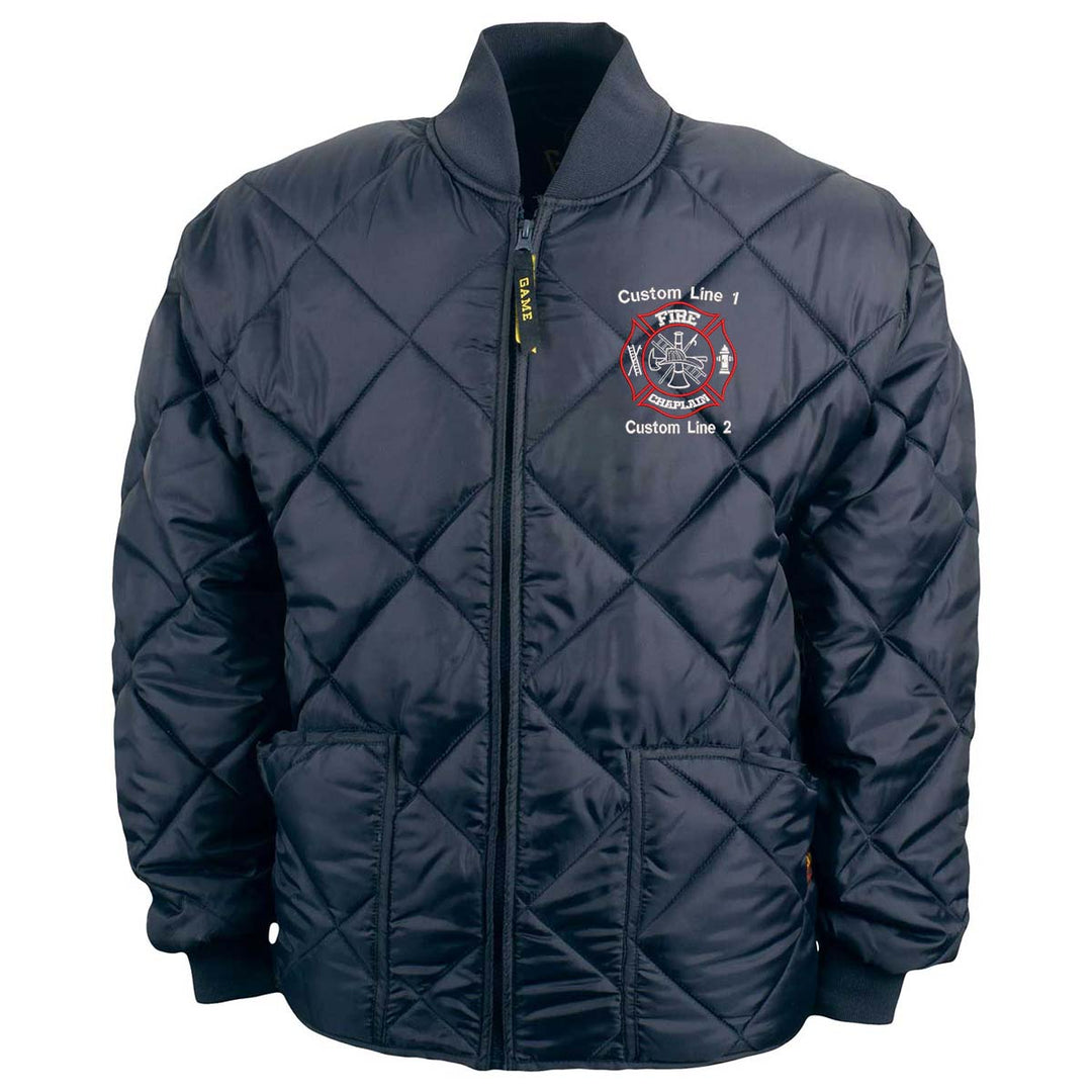 Customized Red and White Fire Chaplain Bravest Jacket