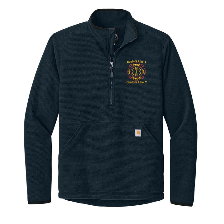 Customized Carhartt® Textured 1/2-Zip Fleece Jacket with Fire Rescue Embroidery