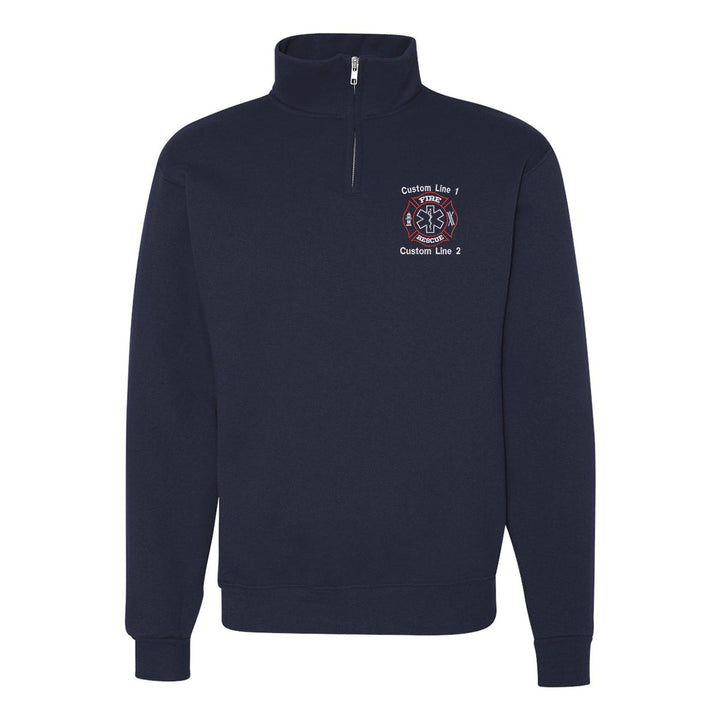 Customized Classic Quarter Zip Job Shirt with Fire Rescue Embroidery 