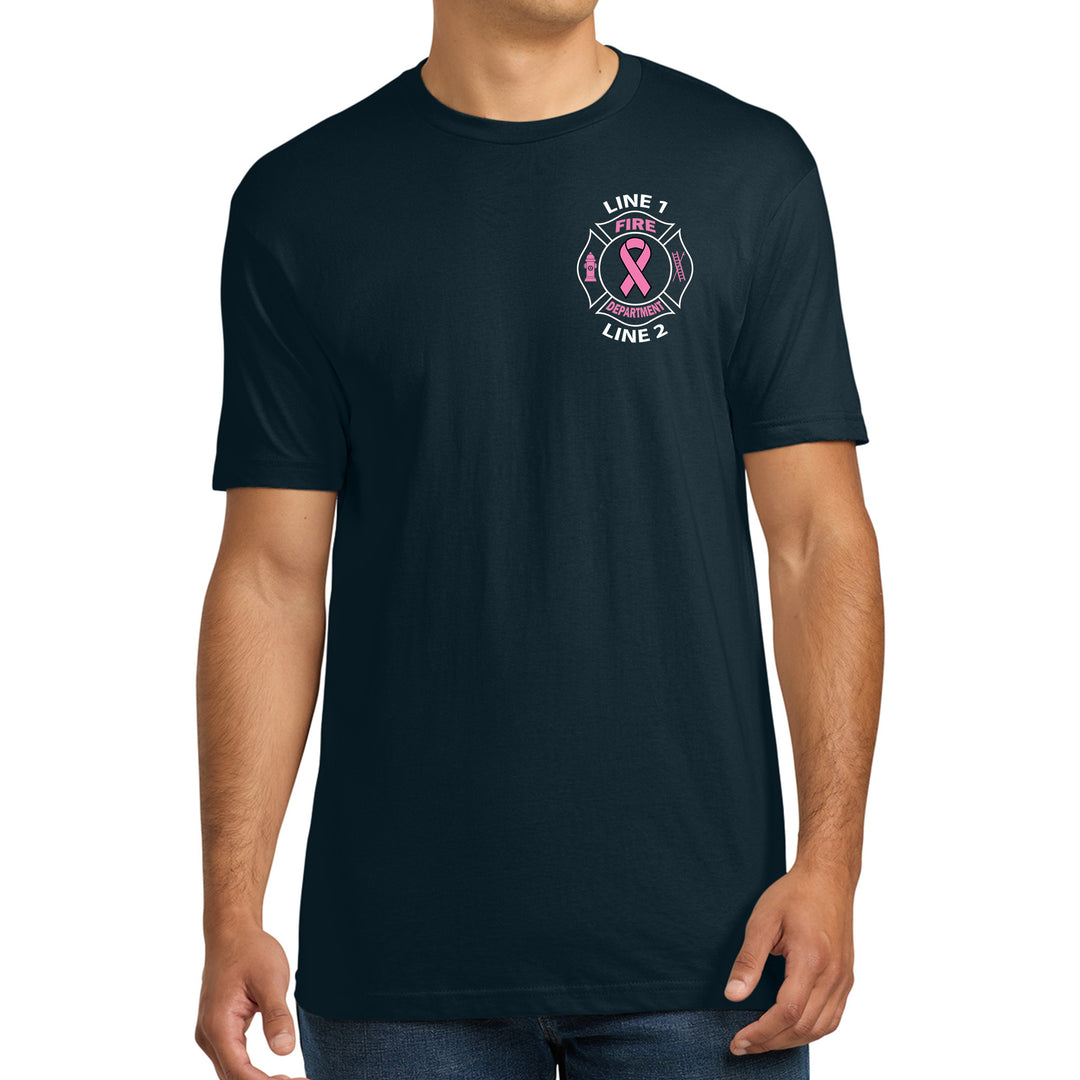 Custom Fire Department Breast Cancer Awareness Shirt with pink ribbon #color_navy
