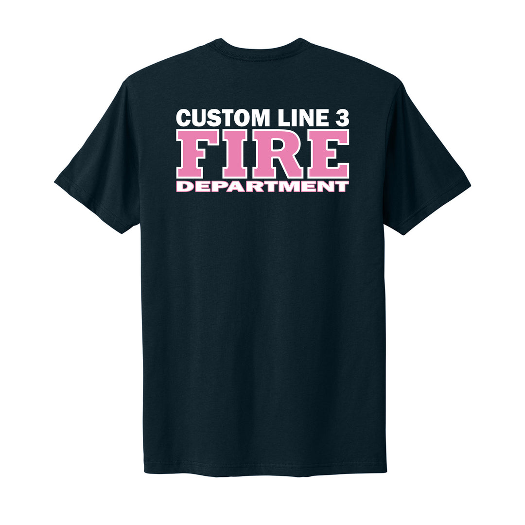 Personalized Firefighter Breast Cancer Awareness Shirt #color_navy