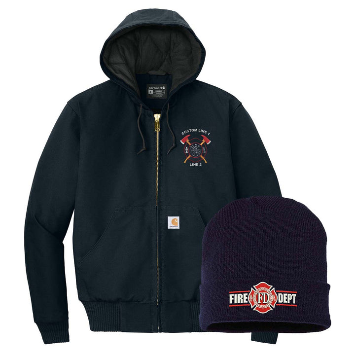 Carhartt® Quilted-Flannel Jacket & Beanie Bundle