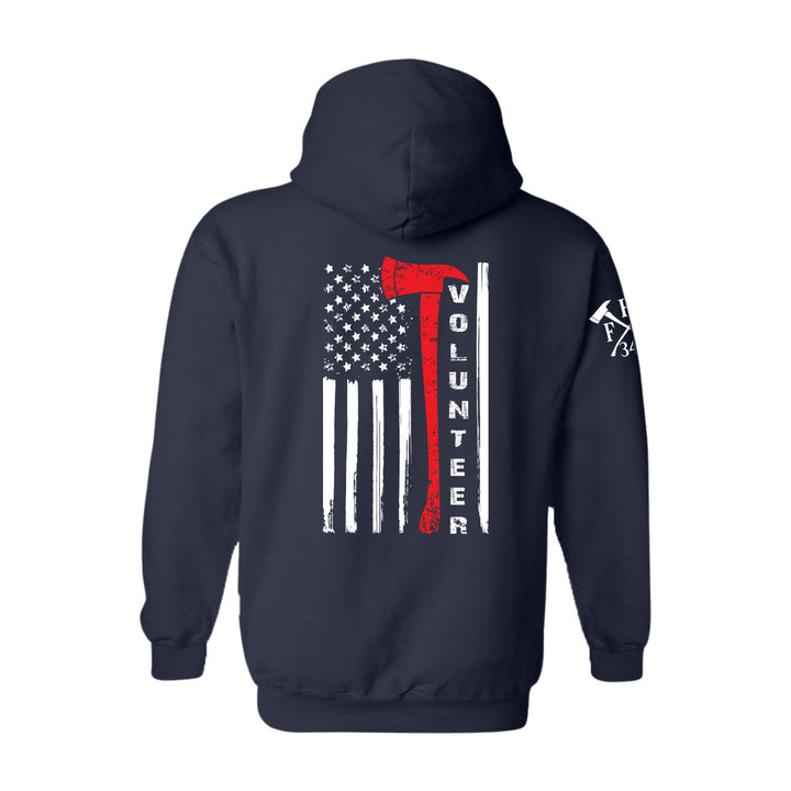 FFC 343 Flag Axe Volunteer Firefighter Hoodie