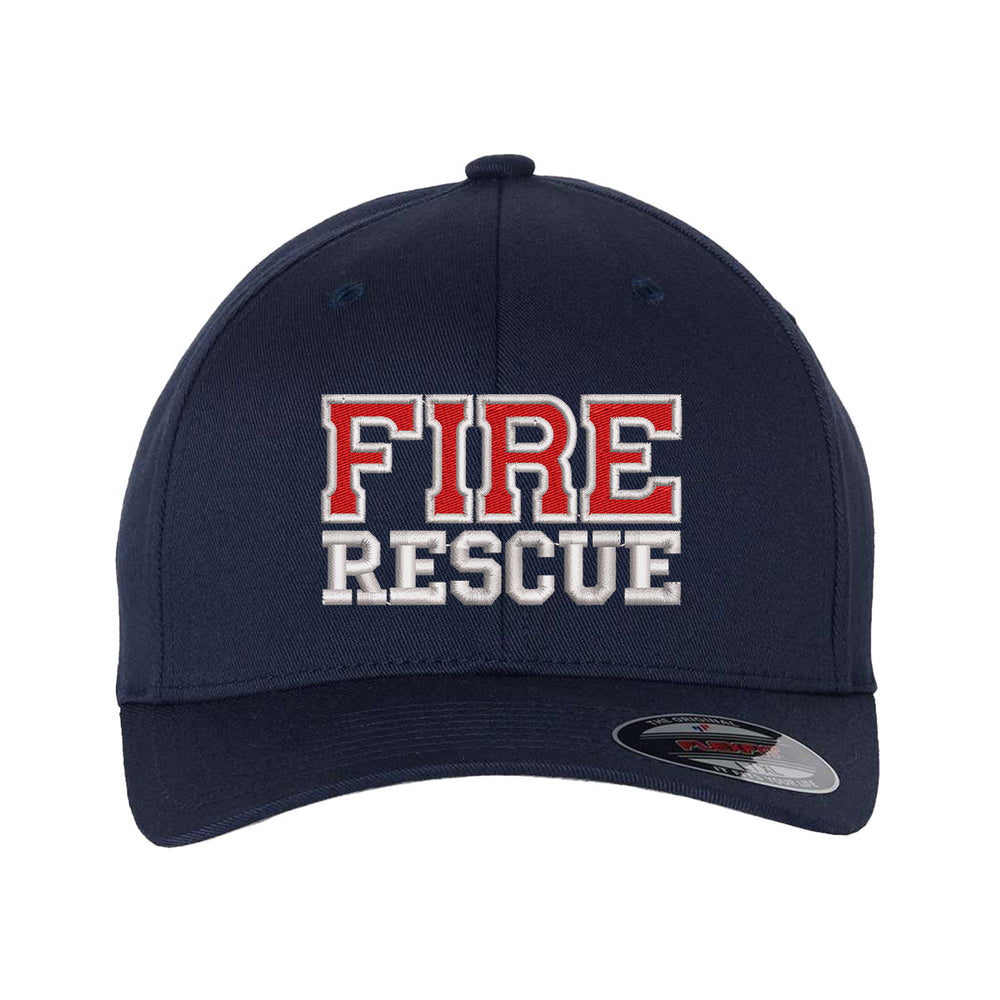 Black Fire Rescue FlexFit Hat, stretch-fit design.