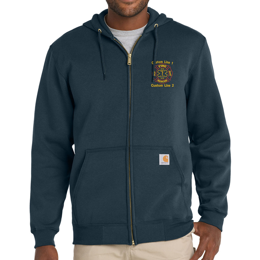 Customized Carhartt® Midweight Zip-Up Hoodie with Fire Rescue Embroidery