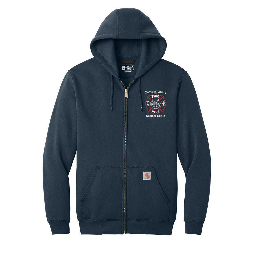 Customized Red and White Fire Department Carhartt® Midweight Full-Zip Hoodie
