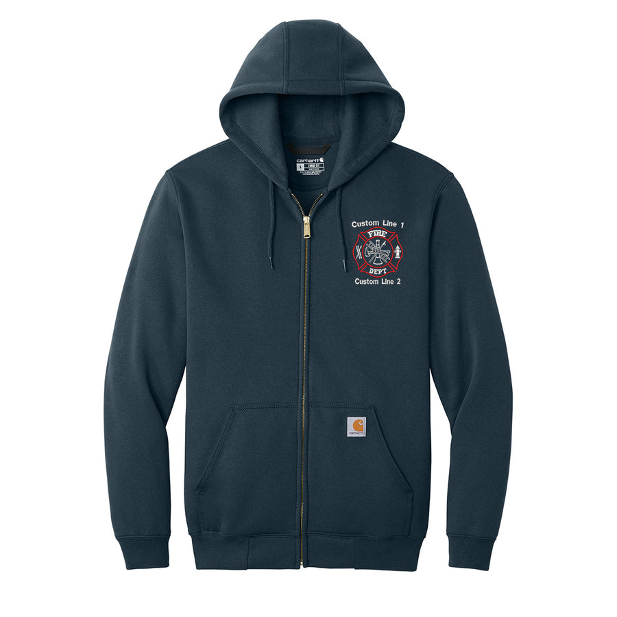 Red white fire department Carhartt midweight full-zip hoodie firefighter