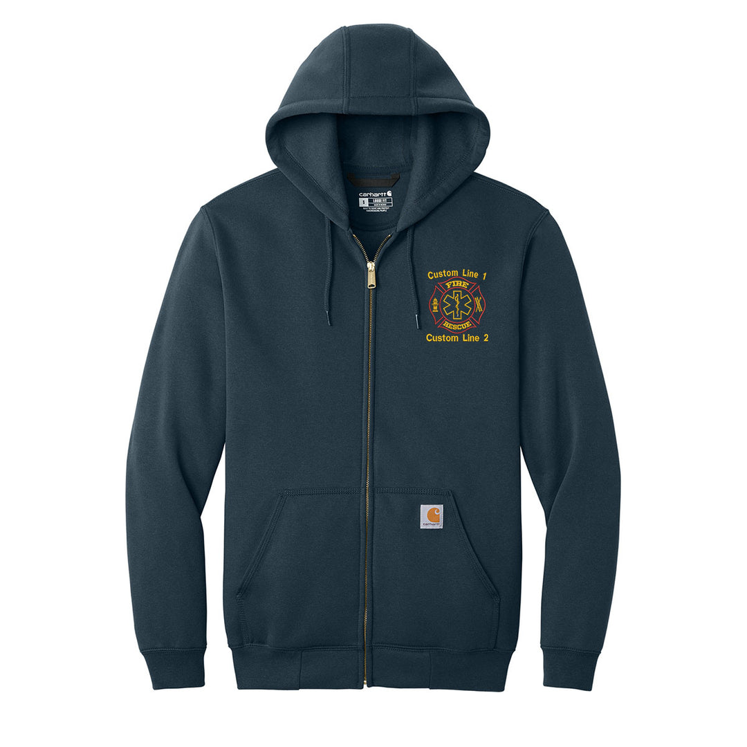 Customized Carhartt® Midweight Zip-Up Hoodie with Fire Rescue Embroidery