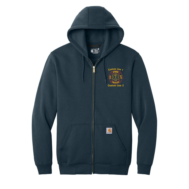 Customized Carhartt® Midweight Zip-Up Hoodie with Fire Rescue Embroidery