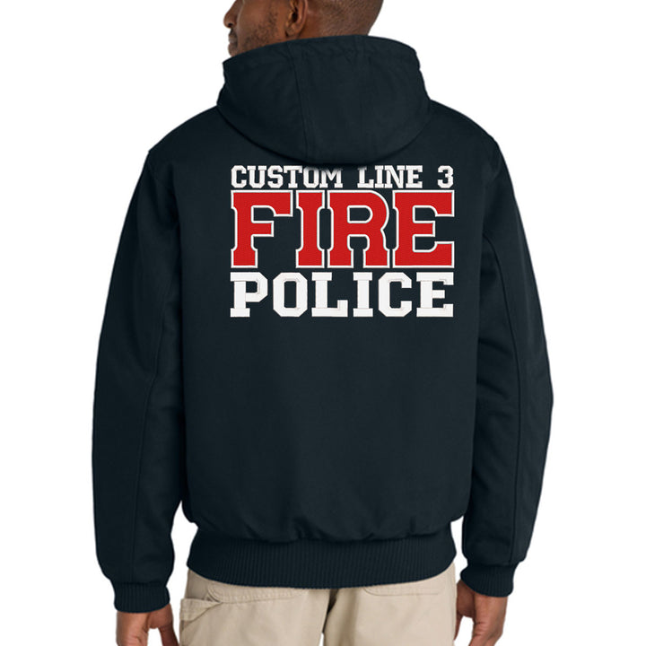 Customized Red and White Fire Police Carhartt® Quilted-Flannel Jacket