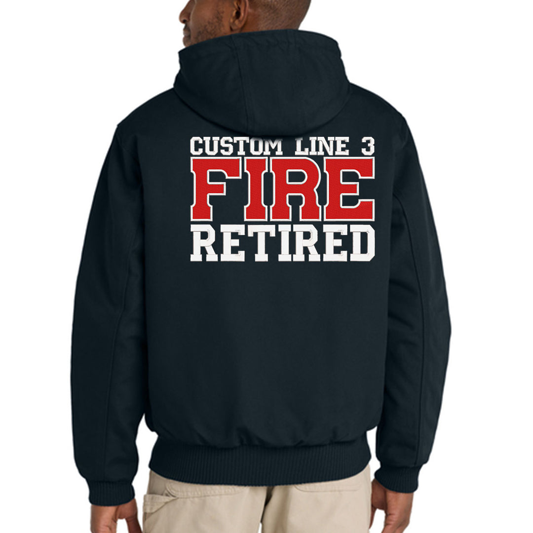 Customized Red and White Fire Retired Carhartt® Quilted-Flannel Jacket