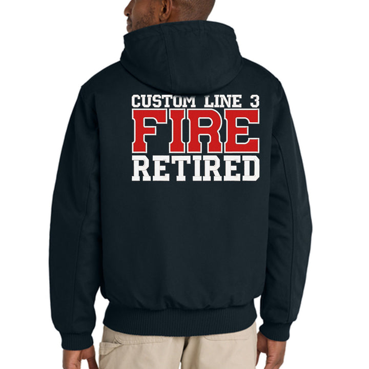 Customized Red and White Fire Retired Carhartt® Quilted-Flannel Jacket
