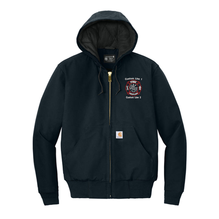 Customized Red and White Fire Chaplain Carhartt® Quilted-Flannel Jacket