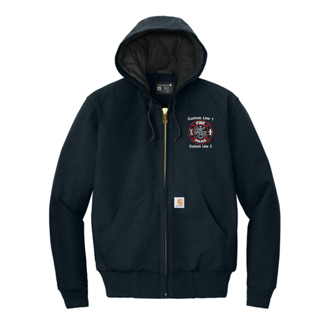 Customized Red and White Fire Police Carhartt® Quilted-Flannel Jacket
