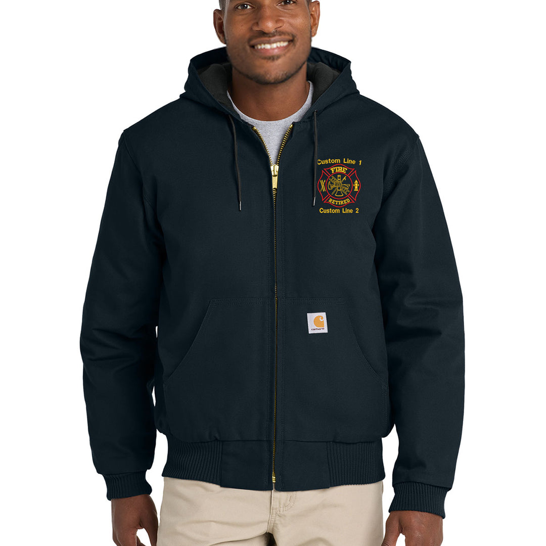 Customized Red and Gold Fire Retired Carhartt® Quilted-Flannel Jacket