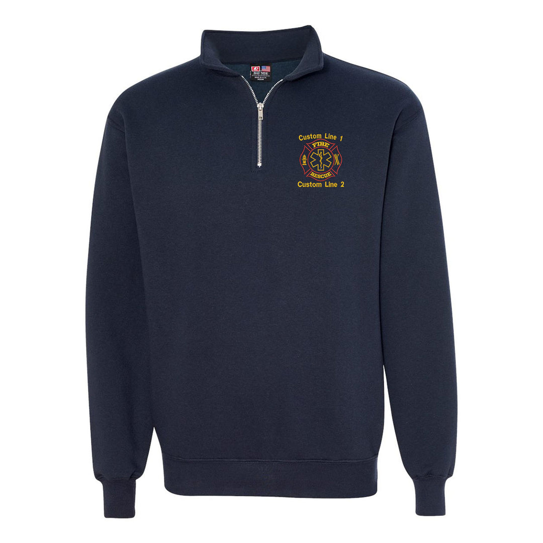 Customized USA Made Classic Quarter Zip Job Shirt with Fire Rescue Embroidery 