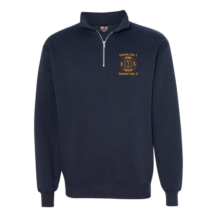 Customized USA Made Classic Quarter Zip Job Shirt with Fire Rescue Embroidery 