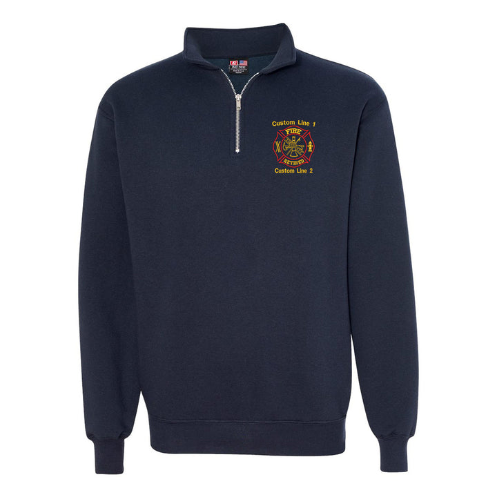 Customized USA Made Classic Quarter Zip Job Shirt with Fire Retired Embroidery