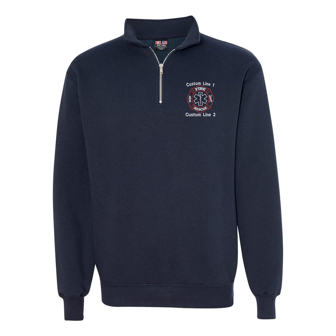 Customized USA Made Classic Quarter Zip Job Shirt with Fire Rescue Embroidery 