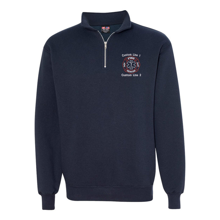 Customized USA Made Classic Quarter Zip Job Shirt with Fire Rescue Embroidery 