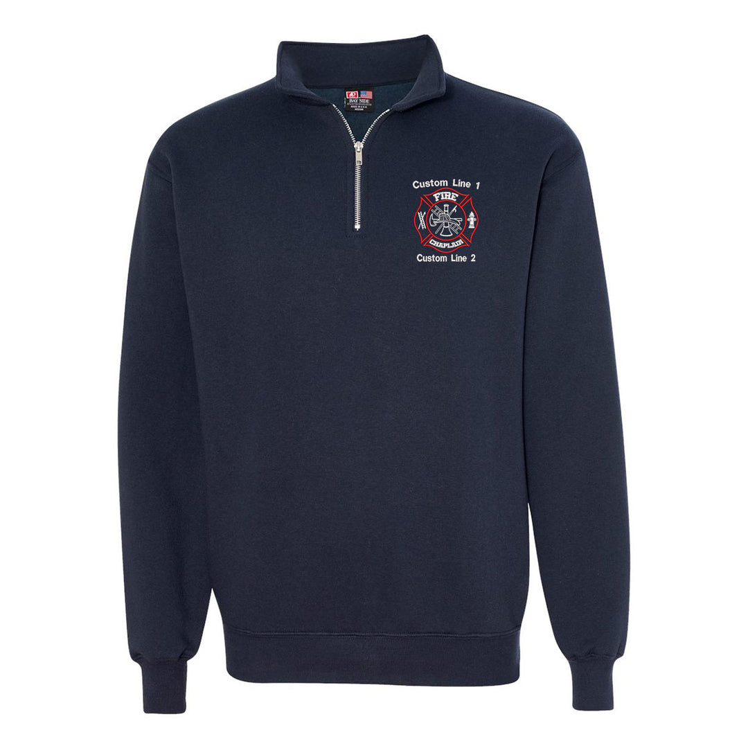 Customized USA Made Classic Quarter Zip Job Shirt with Fire Chaplain Embroidery